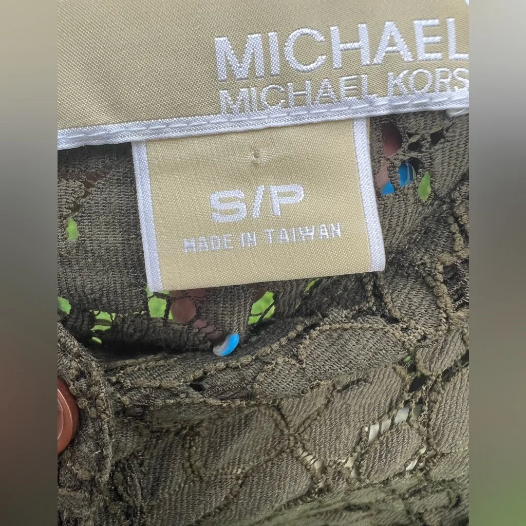 Michael Michael Kors Women's Small Brown Lace‎ Long Sleeve Half Button Blouse - Image 10