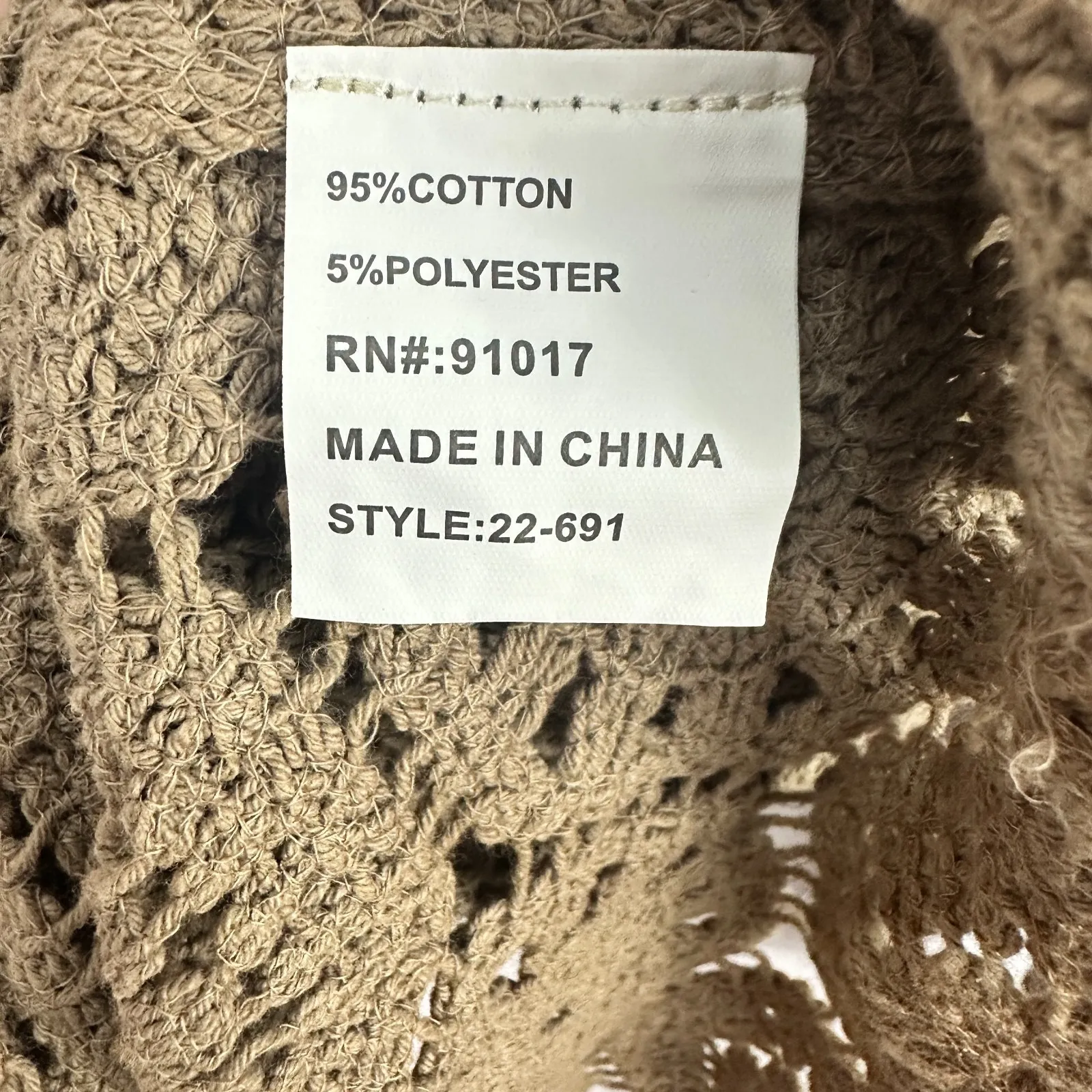 Solitaire Crochet Top S Taupe Boho Cottagecore Earthy Granola Hippie Festival - Image 3