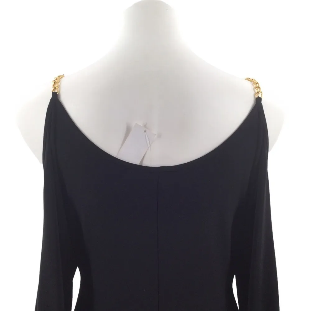 Wet Seal Black & Gold Cold Shoulder BodyCon Dress - Image 7