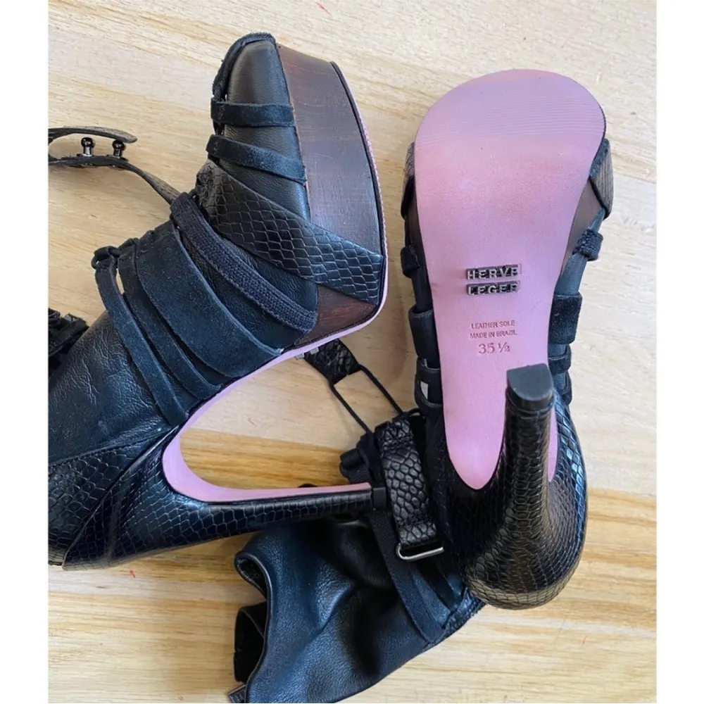 Herve Leger Leather platform boots Y2K - Image 4