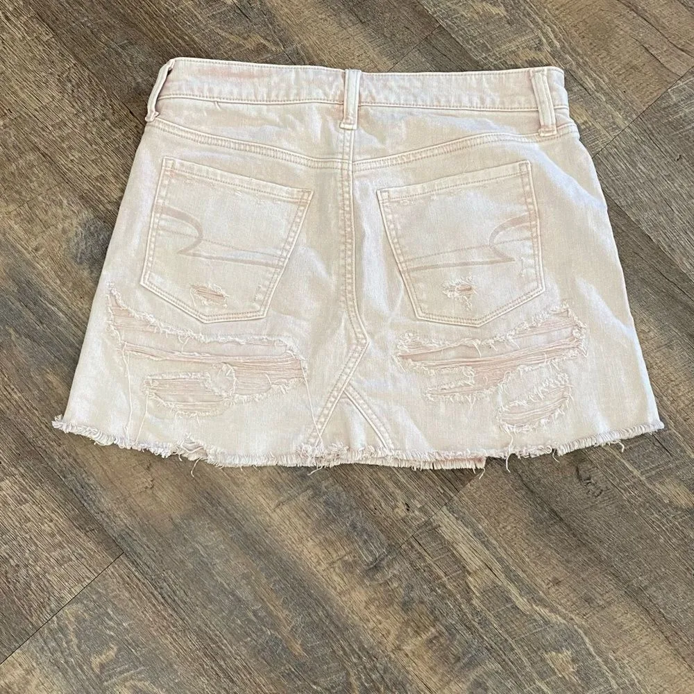 American Eagle Mini Skirt Blush Pink Distressed 4 Super Stretch - Image 7