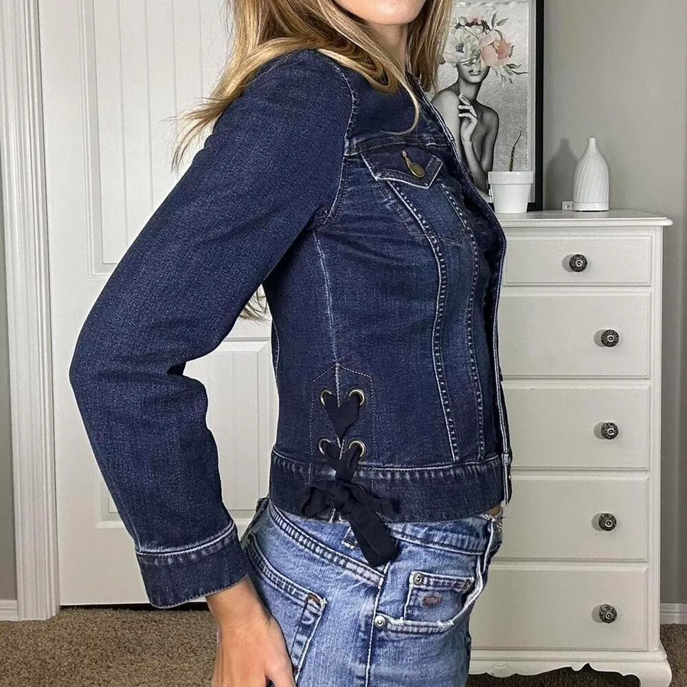 Ann Taylor Women's Navy Denim Jacket - Image 3