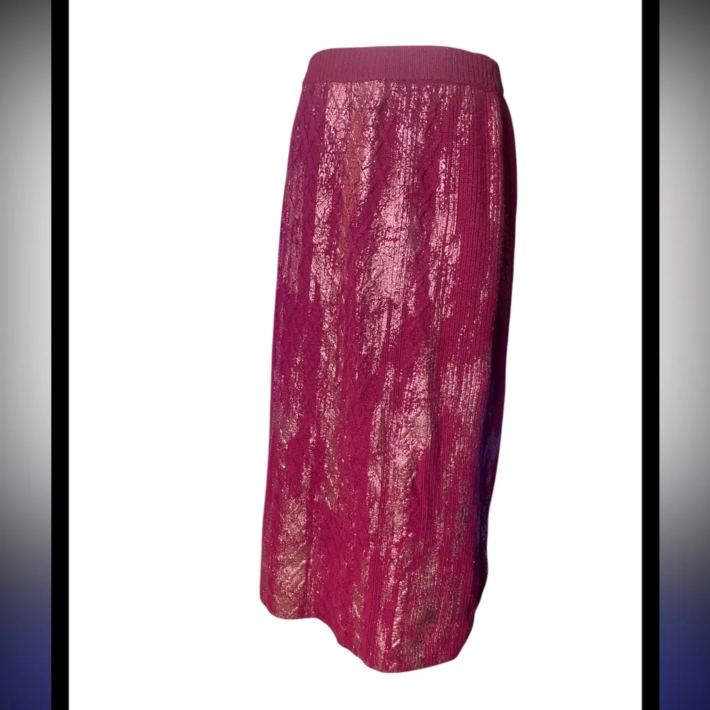 By Anthropologie Magenta Sequin
Knit Midi Pencil Skirt S - Image 5