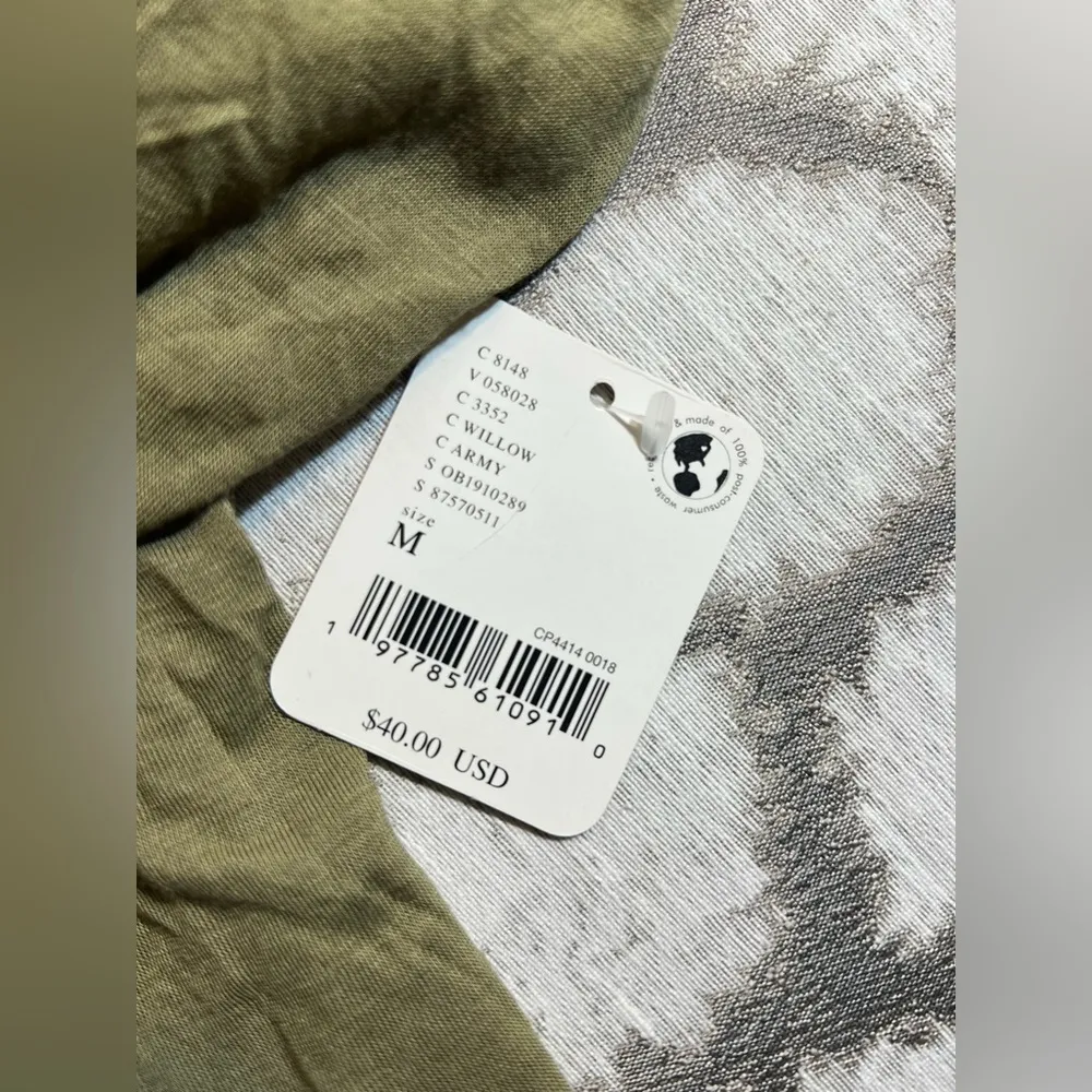 Free People intimately free people,Olive, Long Sleeve Top w/ ruching on sleeves - Image 8