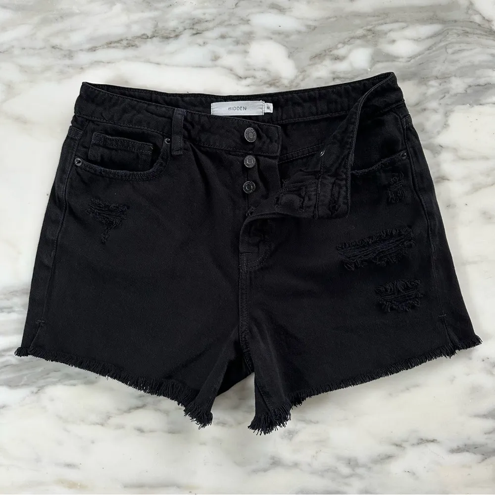 Hidden Jeans Pixie High Rise Distressed Denim Shorts • Sz M - Image 8