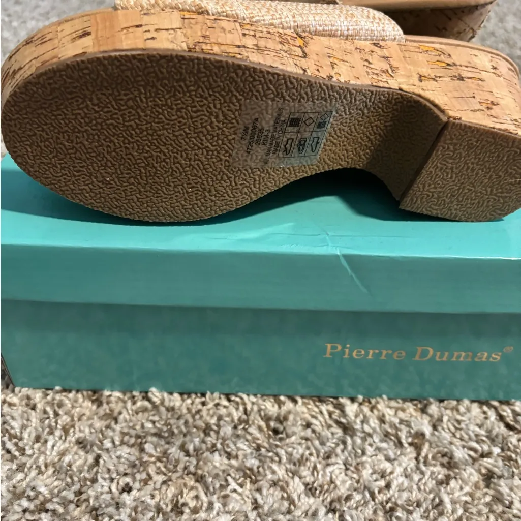 Pierre Dumas Tan Cork Wedge Sandals - Image 2