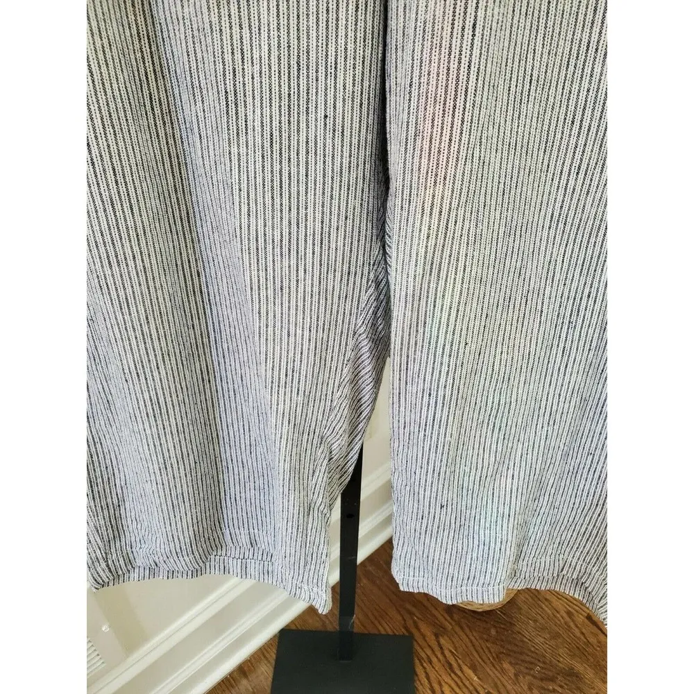 Per Se Women's Gray Striped Linen & Viscose Mid Rise Straight Leg Dress Pant 1X - Image 3