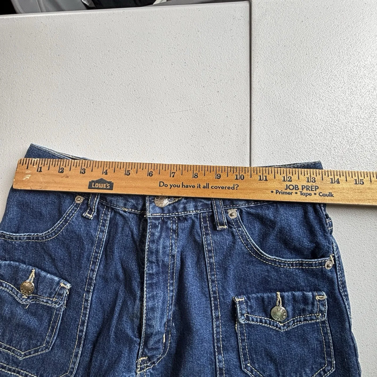 Vintage‎ Guess Denim Jean Workwear Shorts Sz 9/10 Y3K Pockets - Image 5