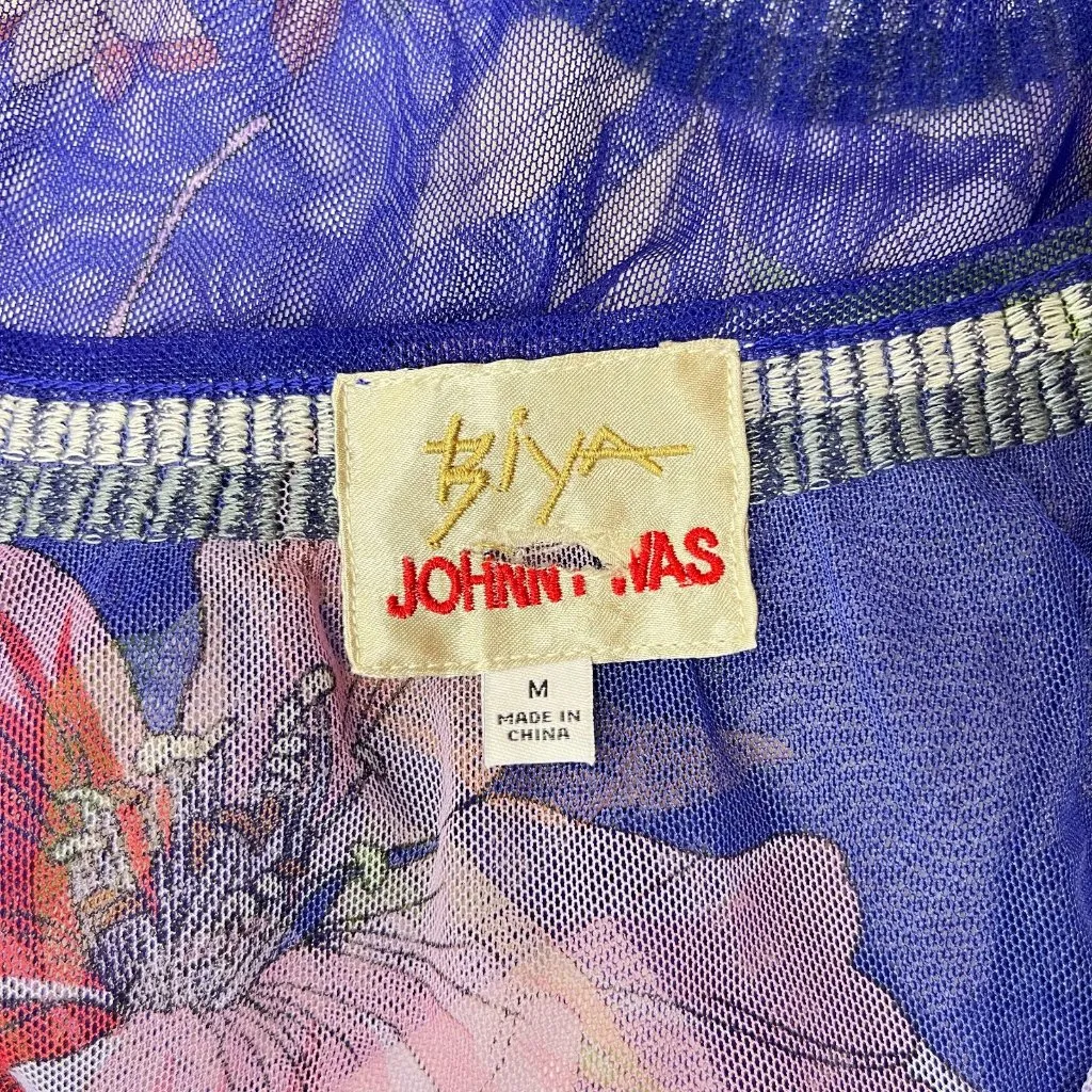 NWOT Johnny Was Biya Giana Mesh Floral Top Blouse Size M Blue - Image 8