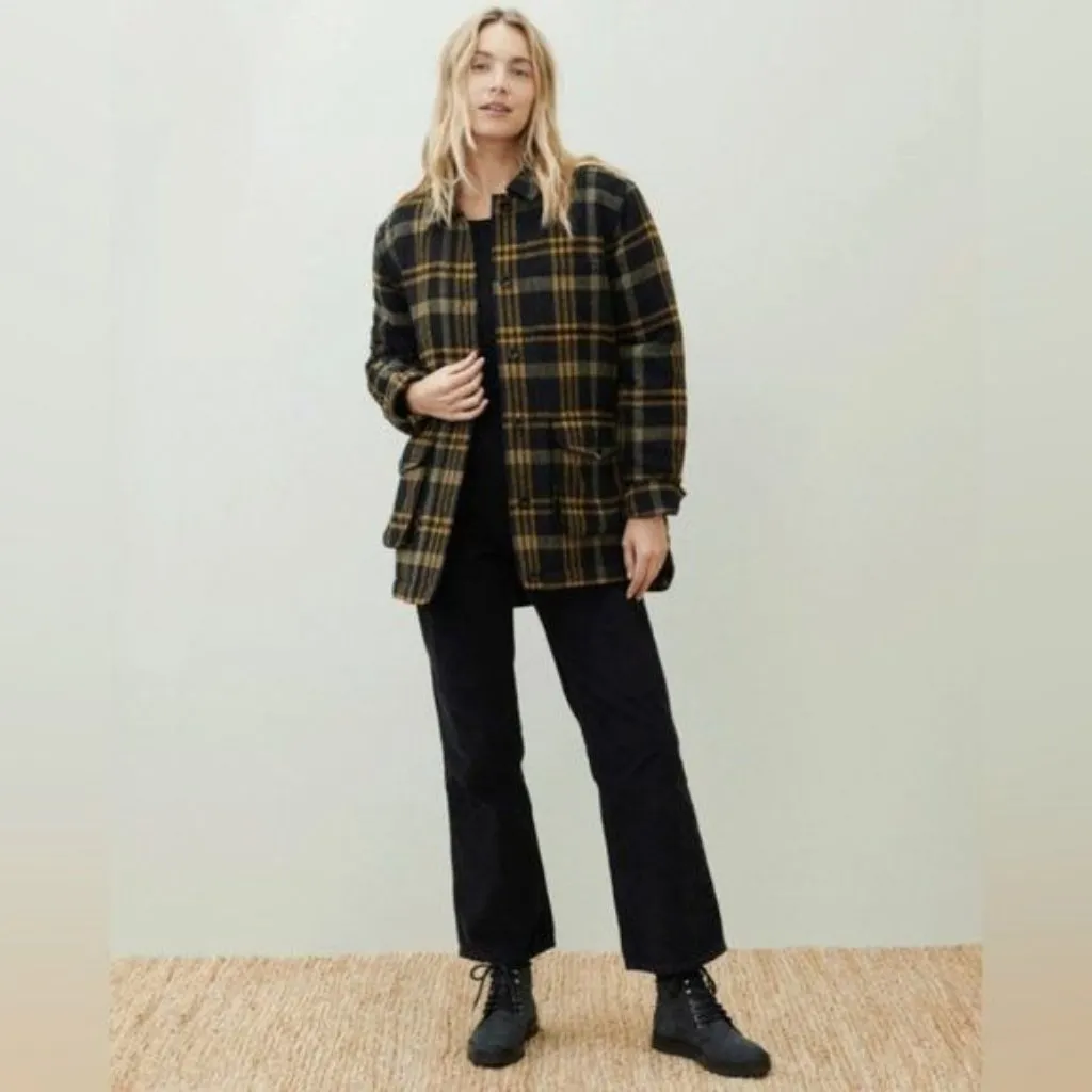 Jenni Kayne Womens Farmhouse Jacket Wool Blend Quilted Lining Yellow Black XXL - Image 2