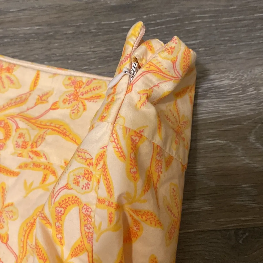 Gap Orange Floral Print Midi Fit & Flare Skirt Size 10 - Image 3