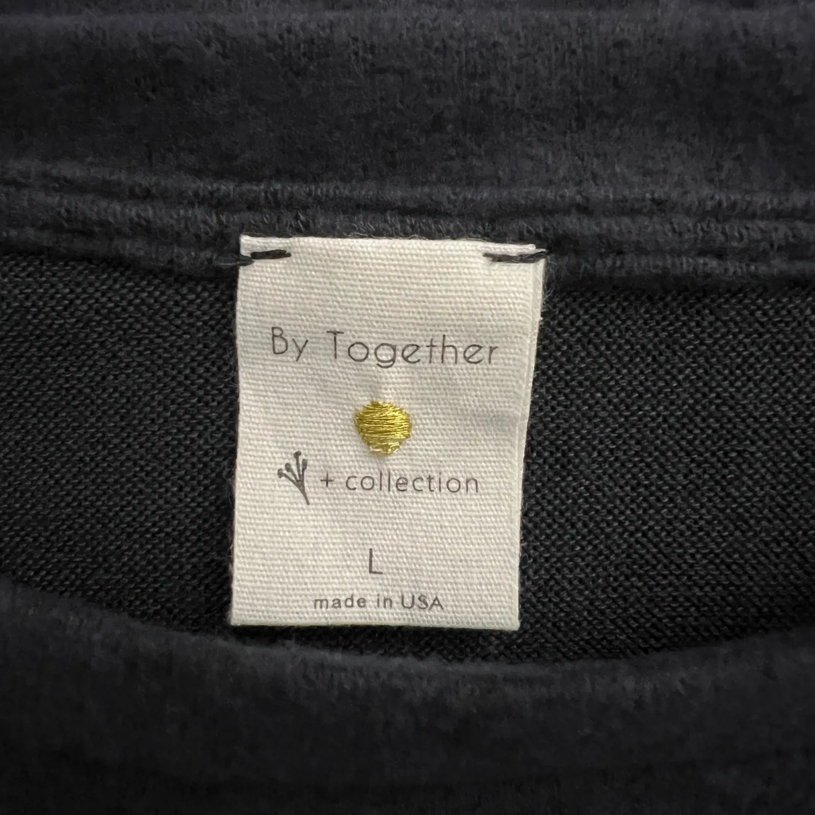 BY TOGETHER Dark Blue Top Shirt Ribbon Tie Front Sz L Oversized Boho Preppy NWOT - Image 7