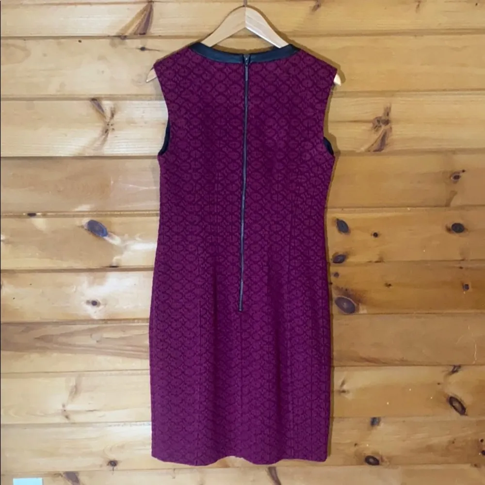 Nanette Lapore leather trim raspberry dress - Image 4