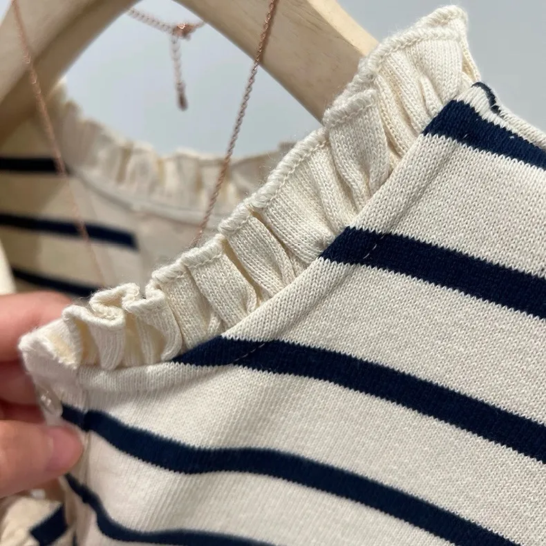 Sezane Gael Mariniere Striped Long Sleeve Top with Ruffles - Image 6