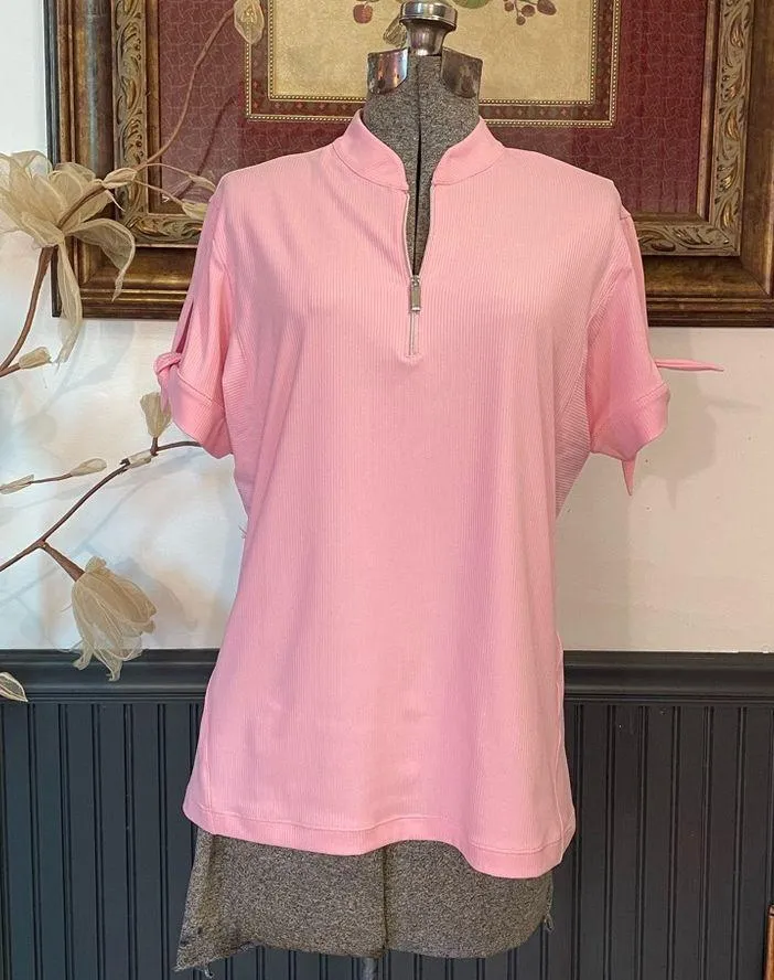 Tail Mariel Polo 1/4 Tie Sleeve Golf Tennis Shirt in Icing Pink - Image 3