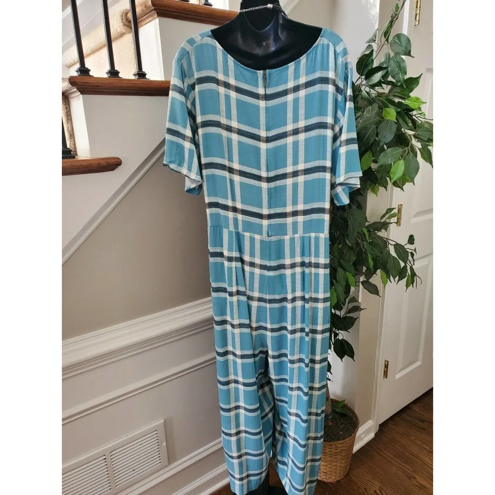 Wild Fable Women's Blue 100% Rayon V-Neck Short Sleeve Casual Jumpsuits Size 2XL - Image 5
