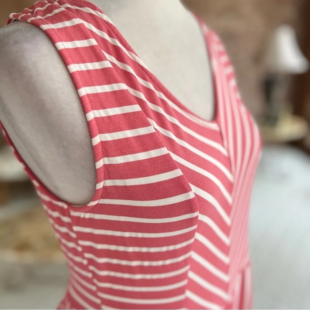 Charming Charlie Dress Skater Pink Striped Skater Sleeveless Stretchy V-Neck M - Image 11