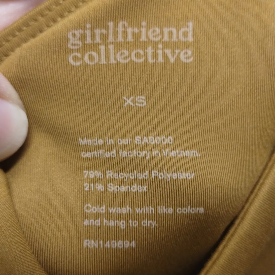 Girlfriend Collective NWT Size XS Gold/Mustard High Rise Compression Bike Shorts - Image 3