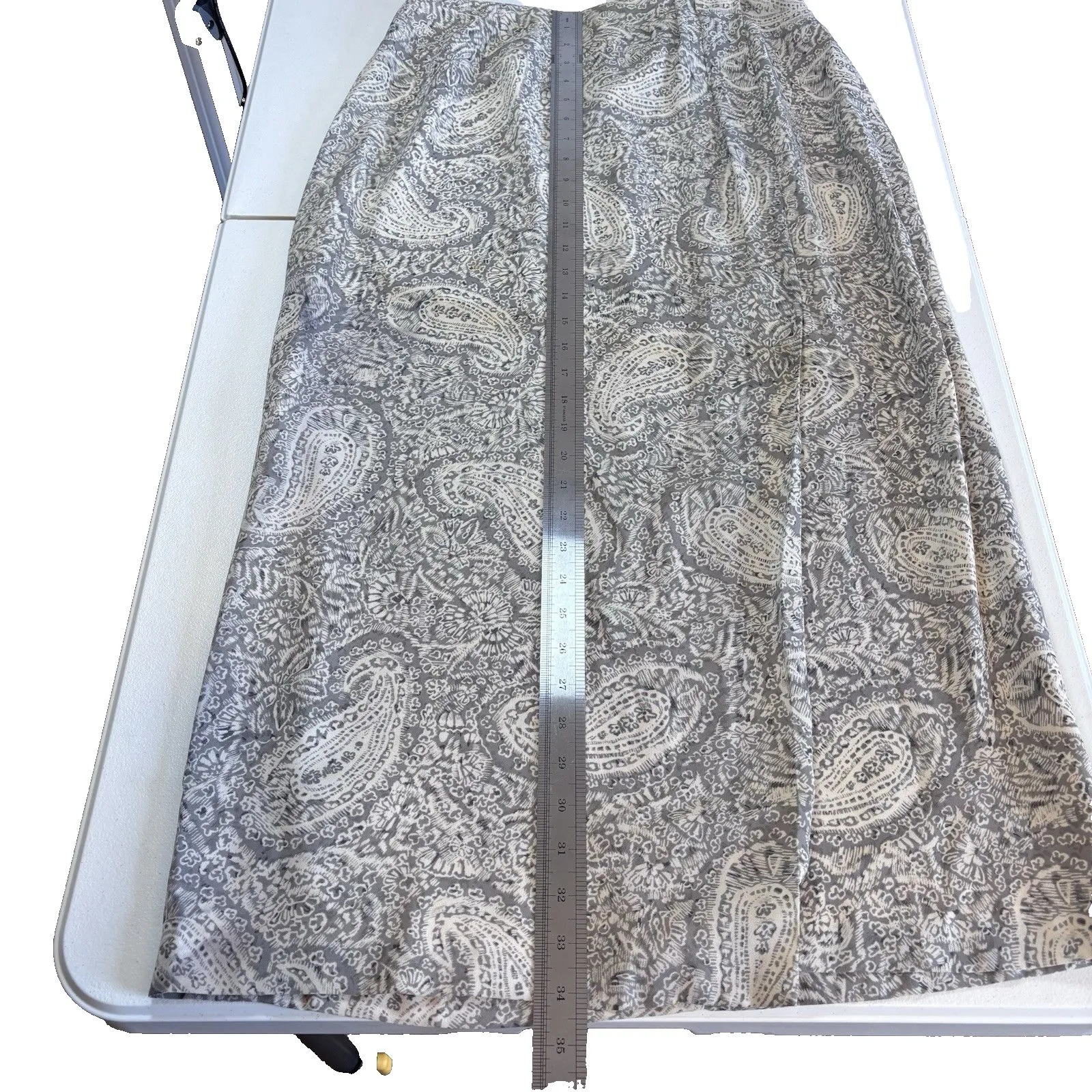 Vintage 90s Chaus Cream /gray Paisley Wrap Maxi Skirt Women’s Size 8 Pre - Image 5