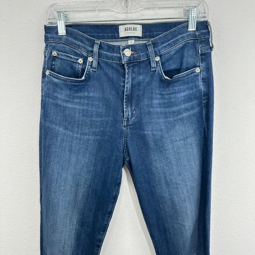 AGOLDE Size 28 Sophie High Rise Ankle Crop Raw Hem Slim Straight Leg Denim Jeans - Image 2