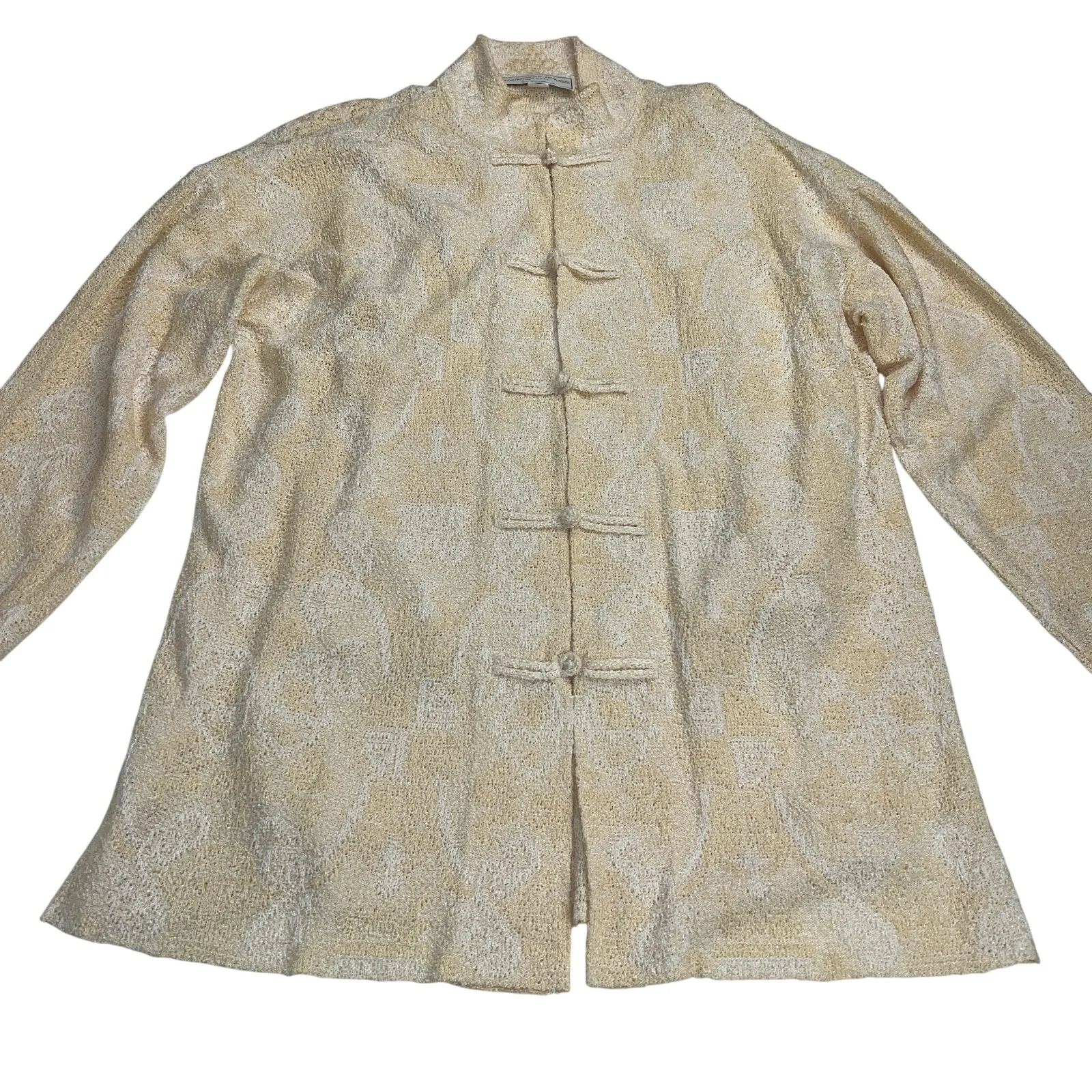 French Rags Buttercream Yellow Asian Pointelle Sweater Twinset Size M Size M - Image 16