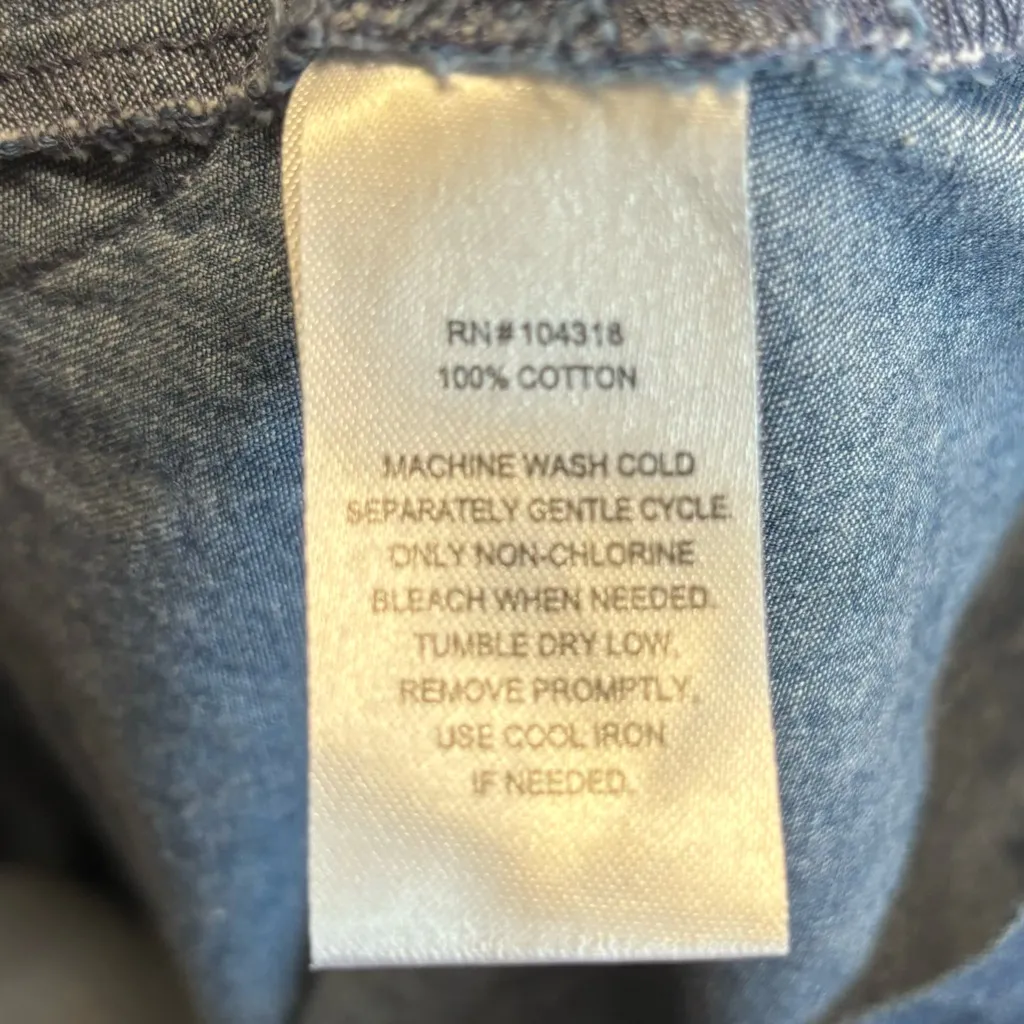 Denim Cotton Dress Snap Buttons Pockets Stretch Sz Small‎ - Image 14