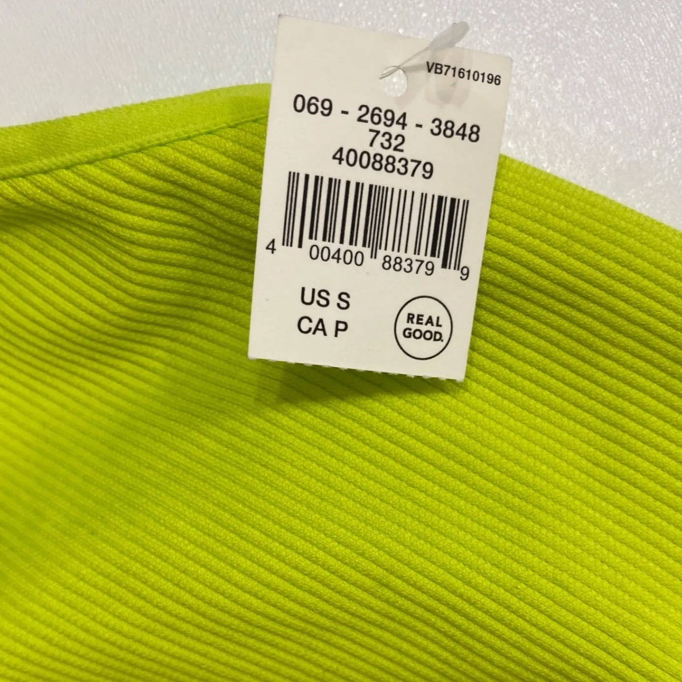 Aerie Real Good Ribbed Seamless Sports Bra Crop Tank Top Lime Green Size S NWT - Image 4