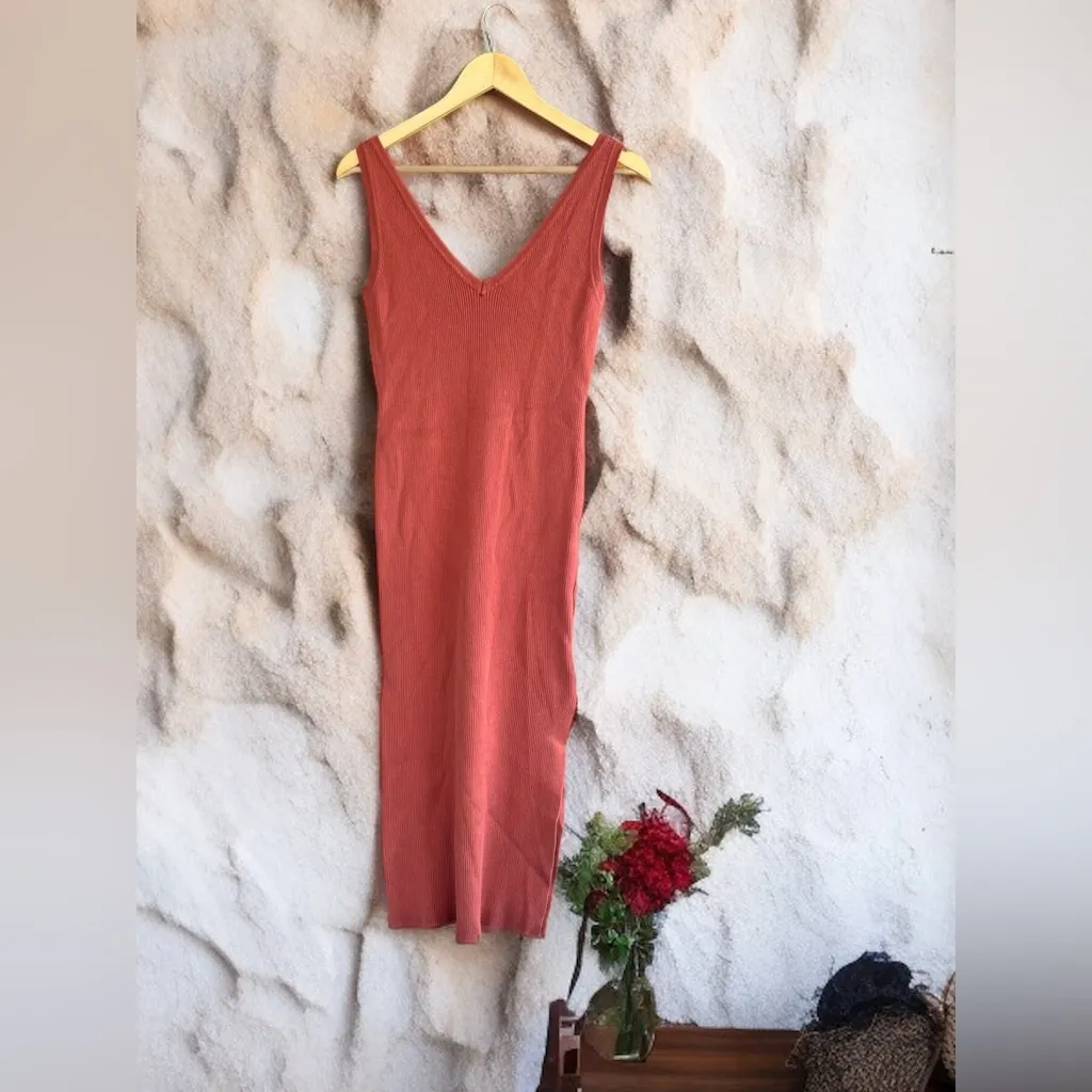 House Of Harlow 1960 In coral Knit Rib Dress Orange Size M - Image 2