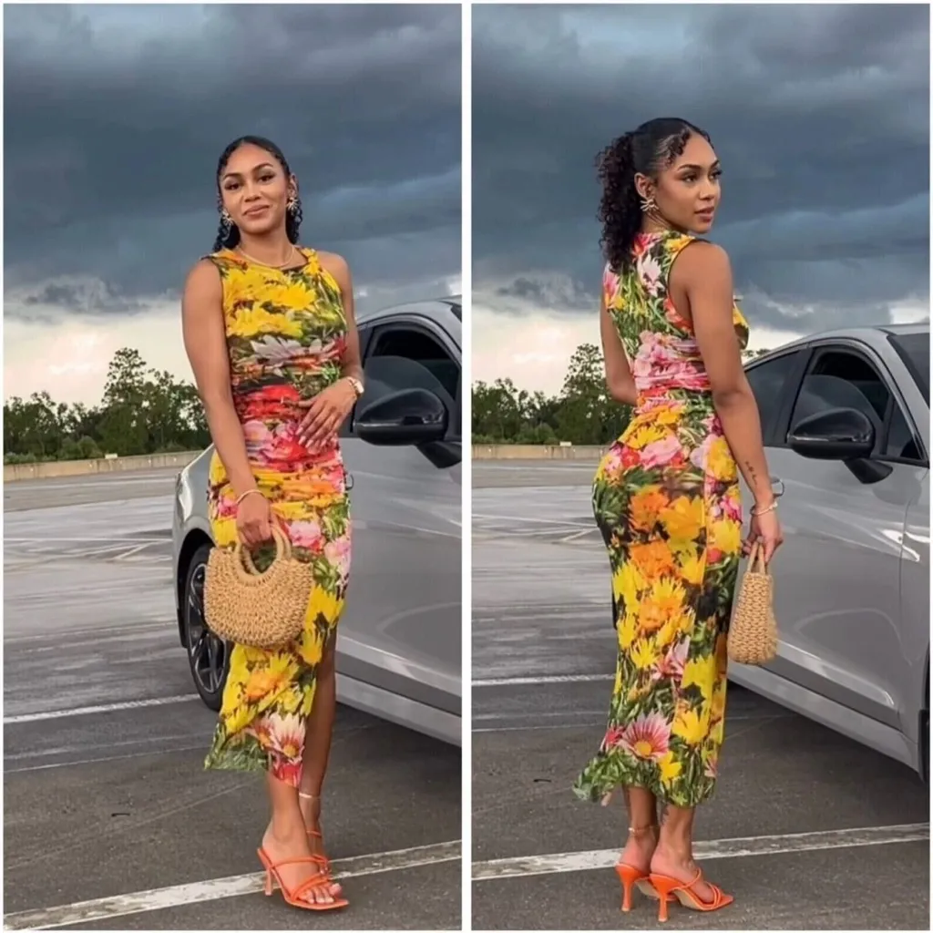 ZARA PRINTED TULLE DRESS Flowers‎ Size S - Image 2