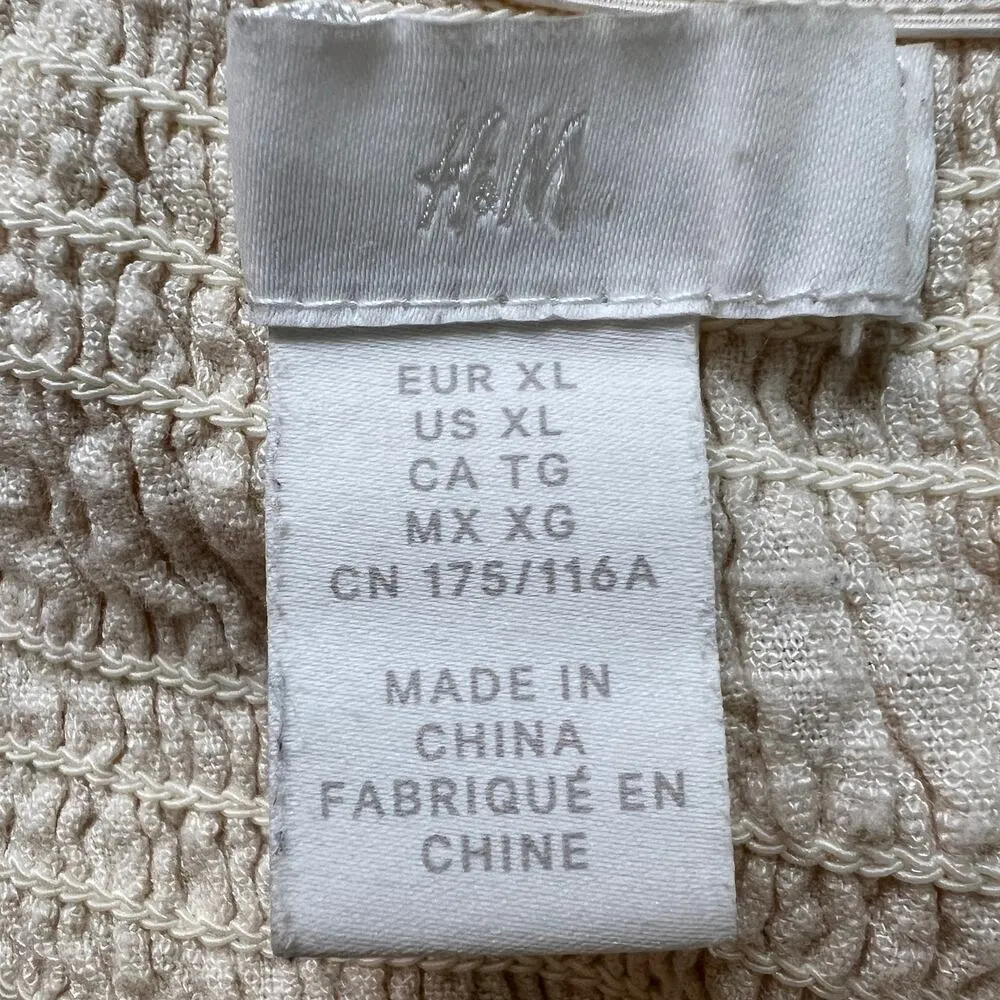 H&M Jumpsuit Womens XL Linen Blend Smocked Boho Chic Cottagecore Beachy Coastal - Image 2