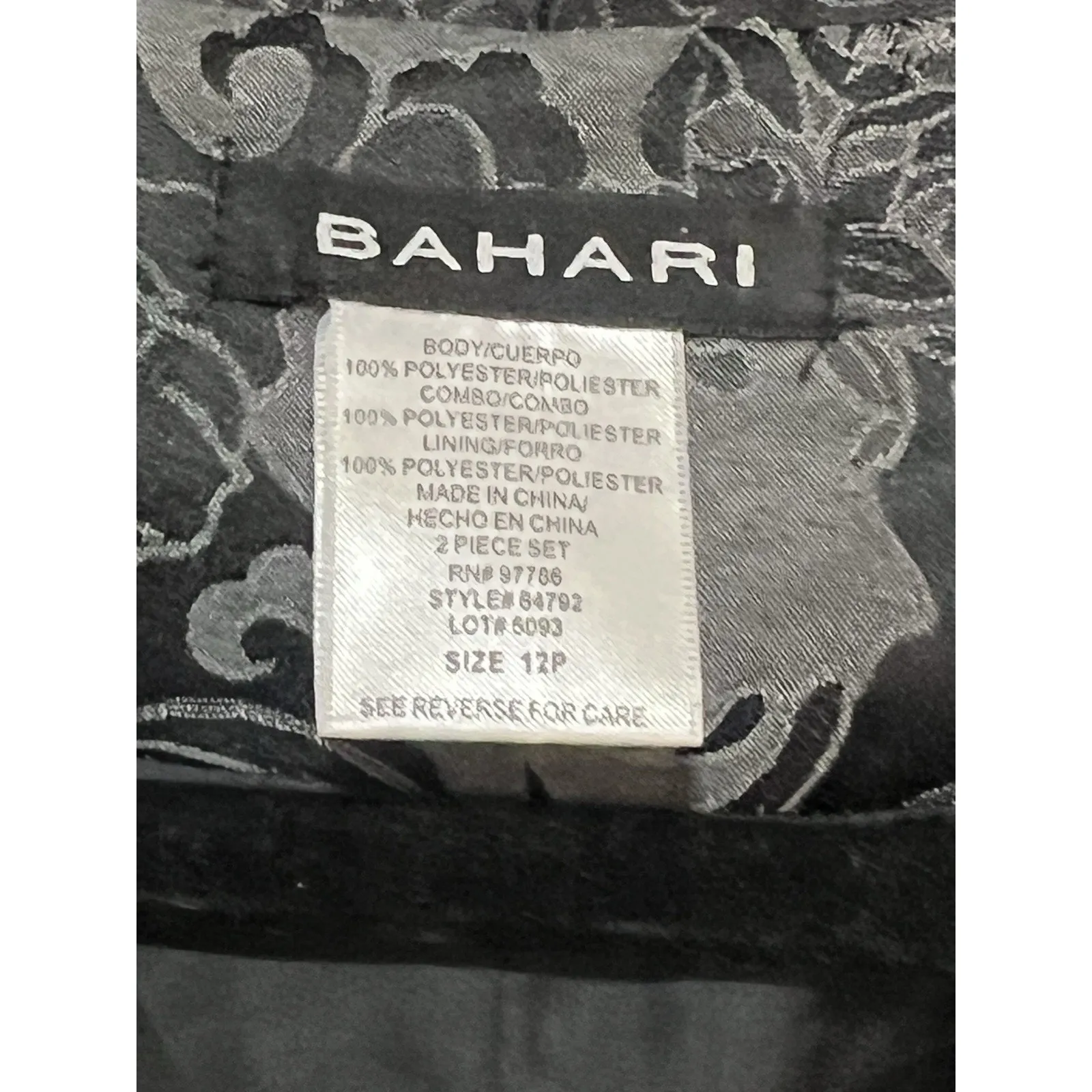 BAHARI Women Blazer Jacket Size 12P Grey Floral Print Long Sleeves Career NWT Gray - Image 4