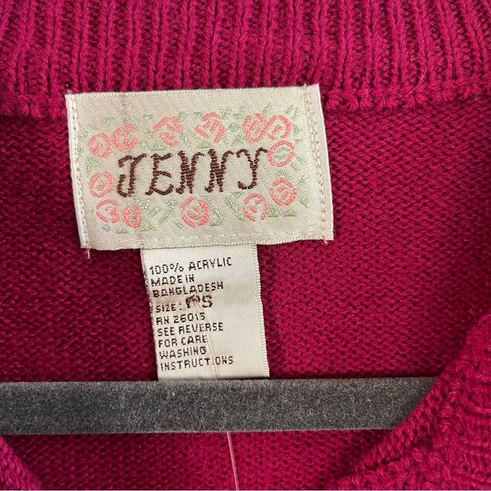 Vintage Jenny Cardigan Hot Pink Knit Button Front Sweater Sz SP NWT Old Stock - Image 5
