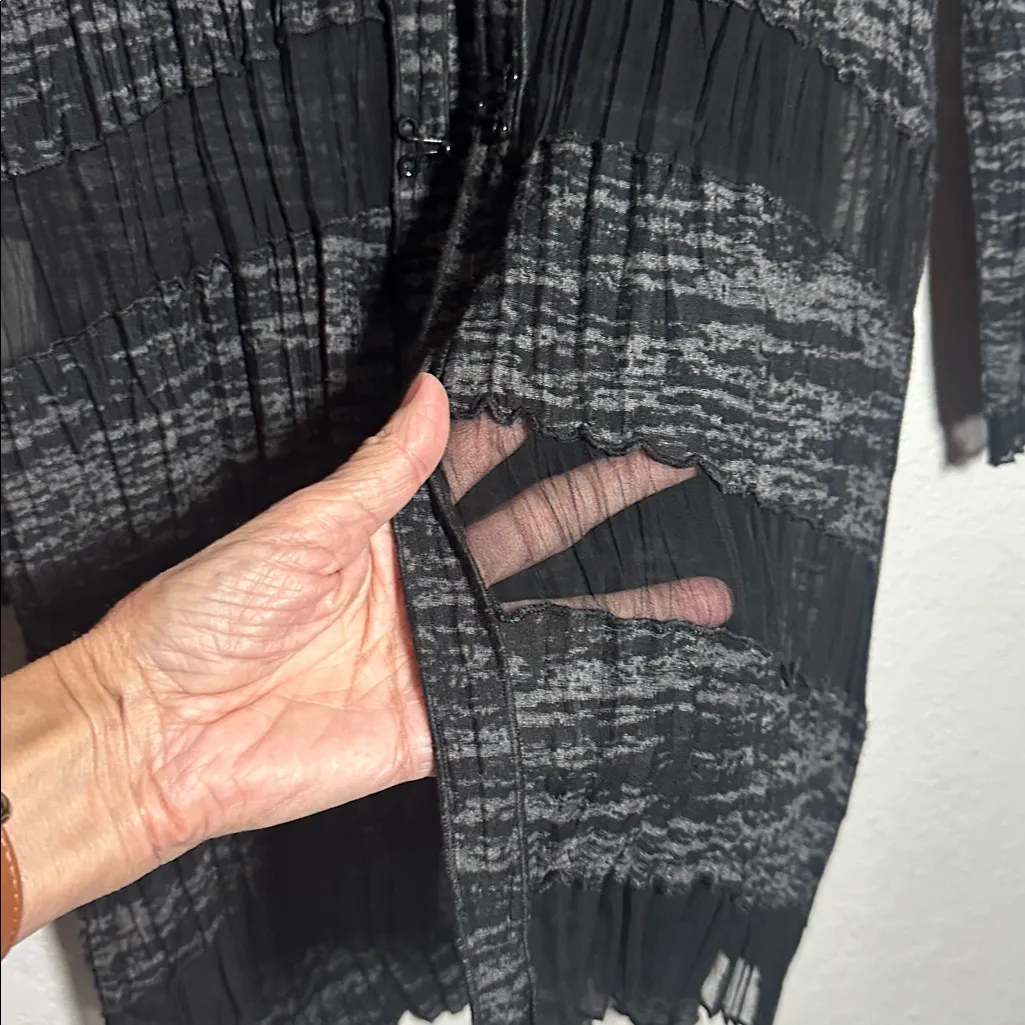 NEW Komarov Black Gray Open Cardigan Lace Mesh Goth Sheer Long Large Witchy - Image 4