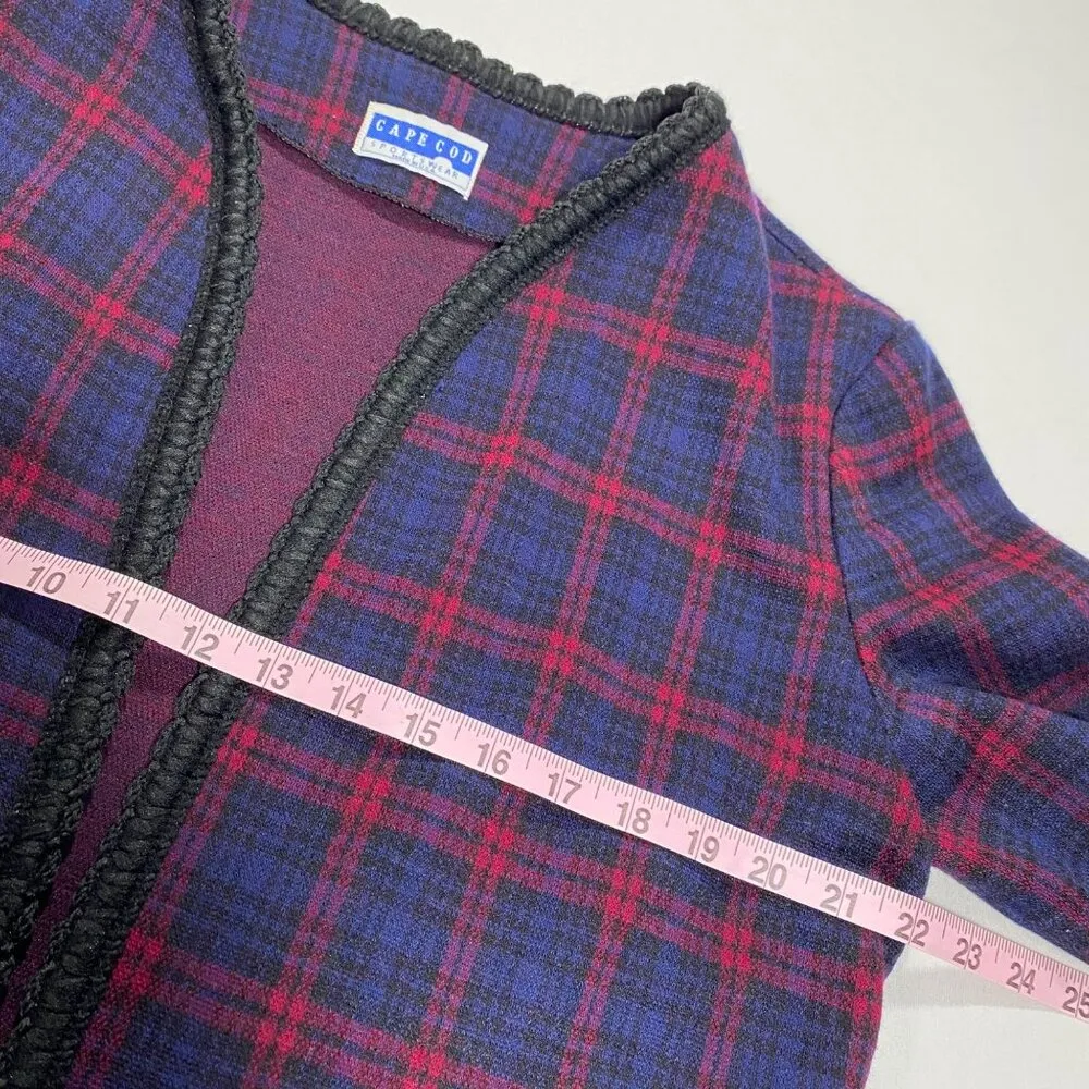 Cape Cod Sportswear Womens Plaid Open Cardigan Jacket Size 16 XL Red & Blue - Image 9