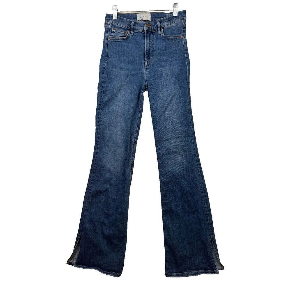 Boden High Rise Split‎ Flare Jeans Size 28x32 Blue - Image 2