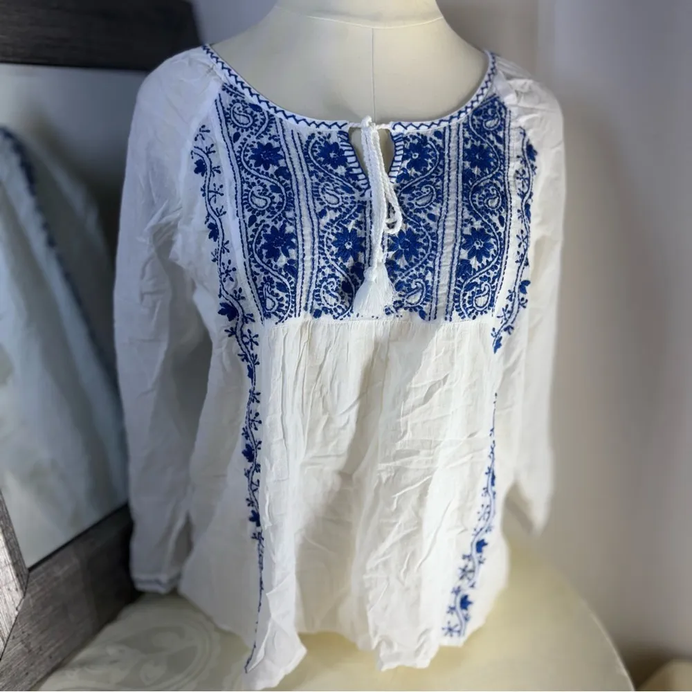 Sévya Handmade White and Blue Blouse Size undefined - Image 16
