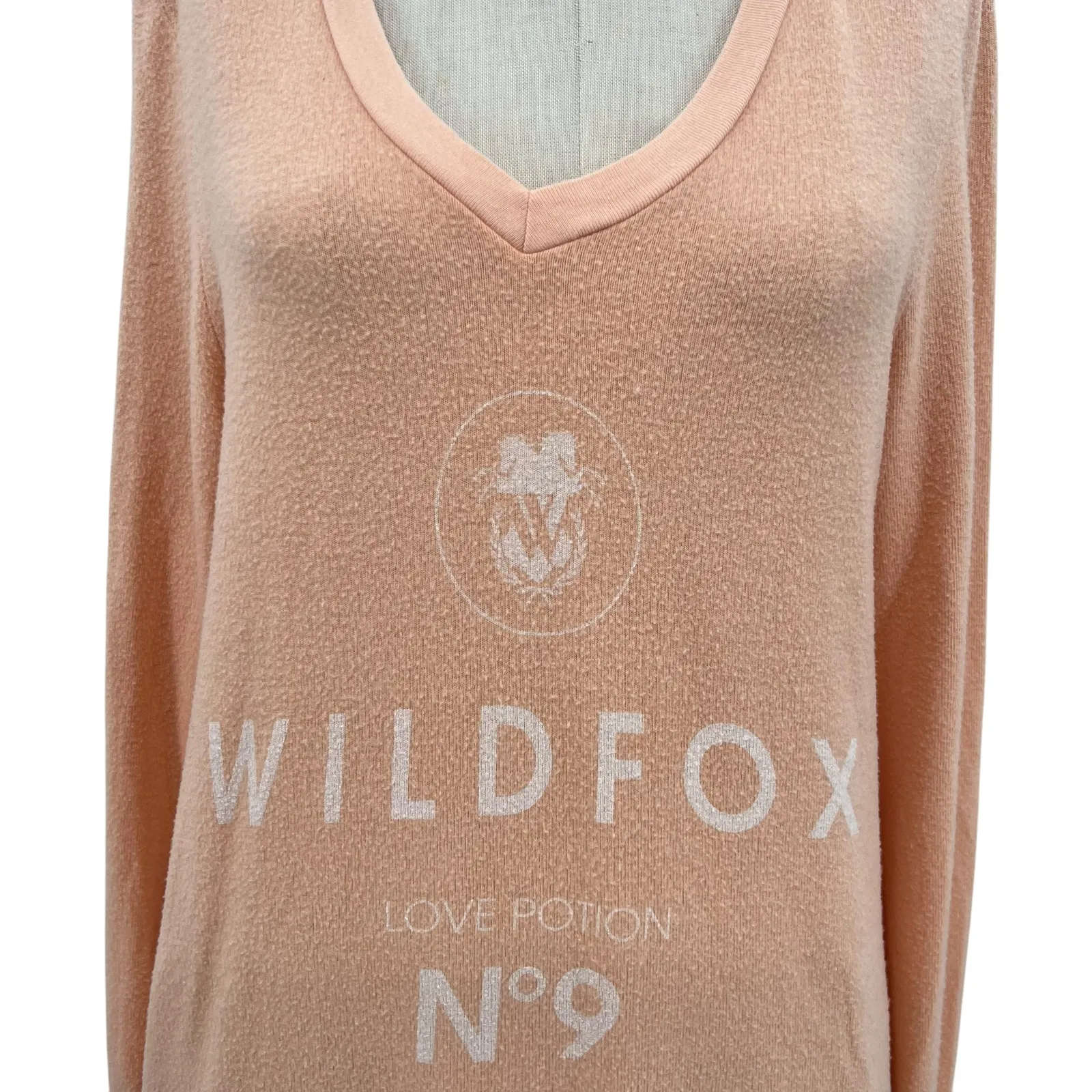 Wildfox #9‎ Baggy Beach Jumper Sweatshirt Love Potion Fleece Orange Size Small - Image 3