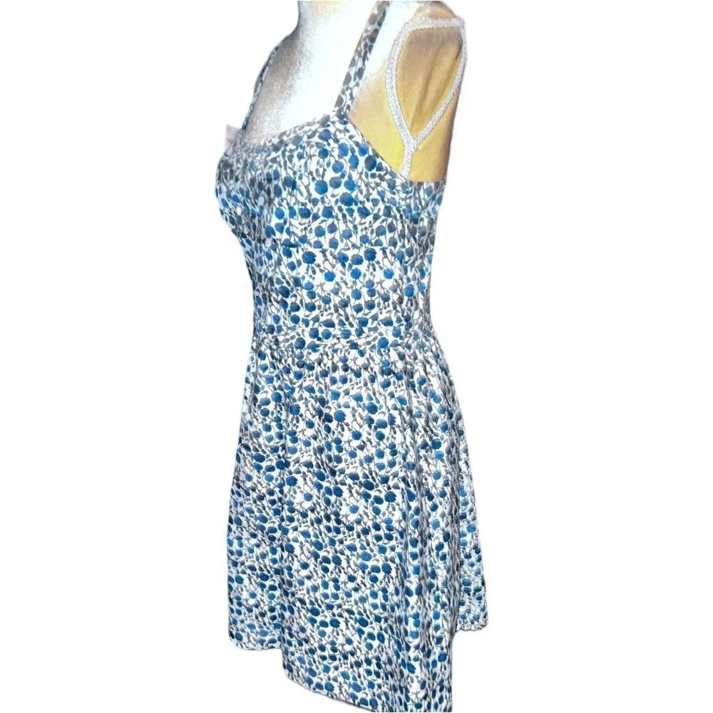 Loft brand cute white dress covered in little blue flowers! So adorable on! - Image 5