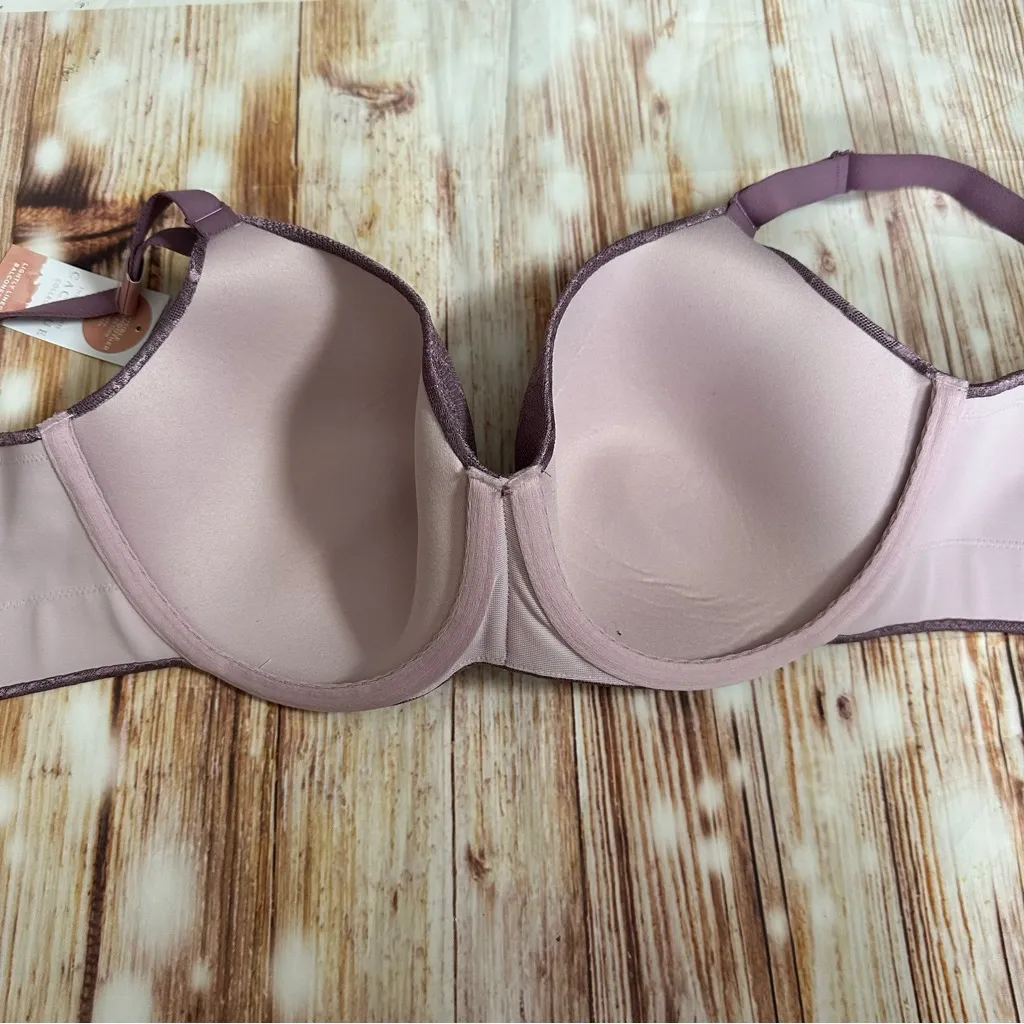 Cacique Invisible Purple Lace Backsmoother Lightly Lined Balconette Bra 38DD - Image 12