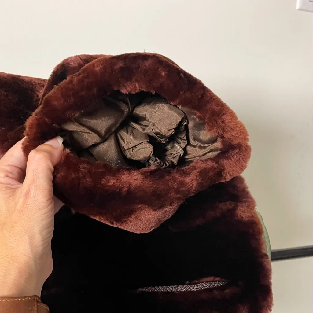 Keller’s Furriers Vintage 50s/60s Mouton Fur Coat Brown Size M - Image 9