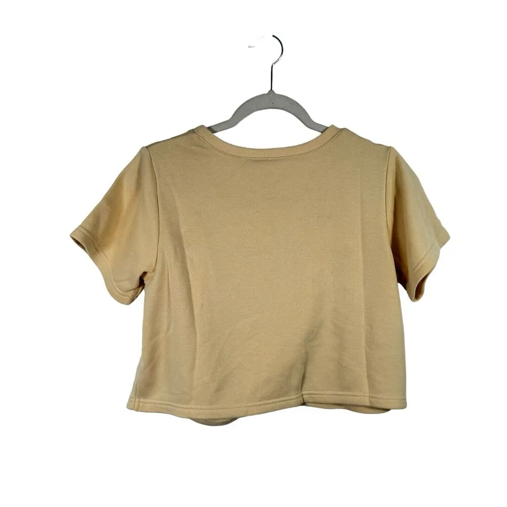 Sabo Skirt Riz Twist Top Short Sleeve Crop Cream Terry NWT Womens Large US 8 - Image 7