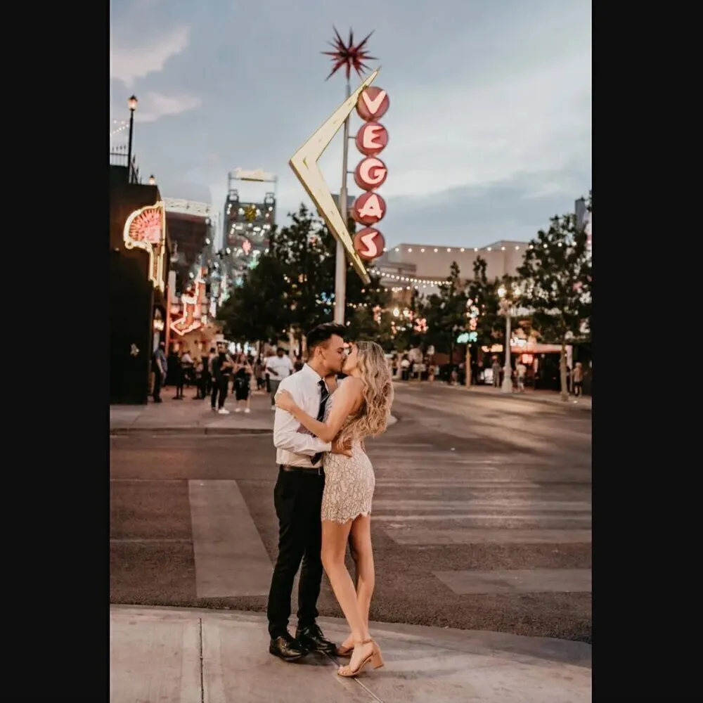 Lulus  Delicate Darling Mini Dress M Beige Ivory Lace Bodycon Bridal Graduation - Image 4