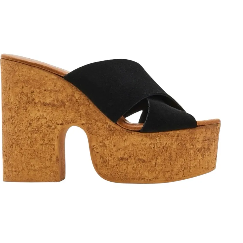 Steve Madden NWTS NIB Saffron Black Suede Platform Wedge Sandals size 9 - Image 3