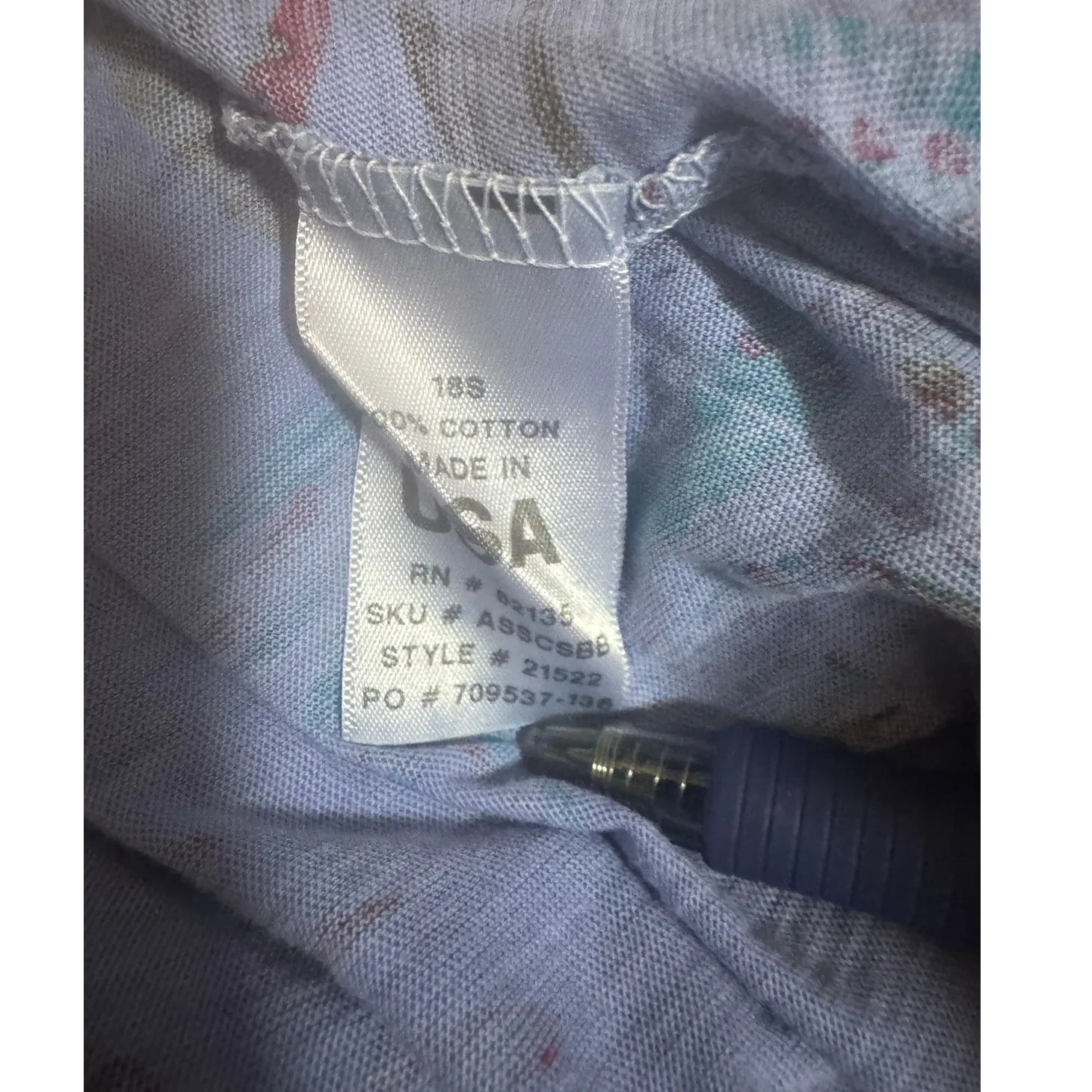 Fresh Produce Floral Print Tunic Top Purple Multicolor Made in USA Cotton (XL) - Image 5