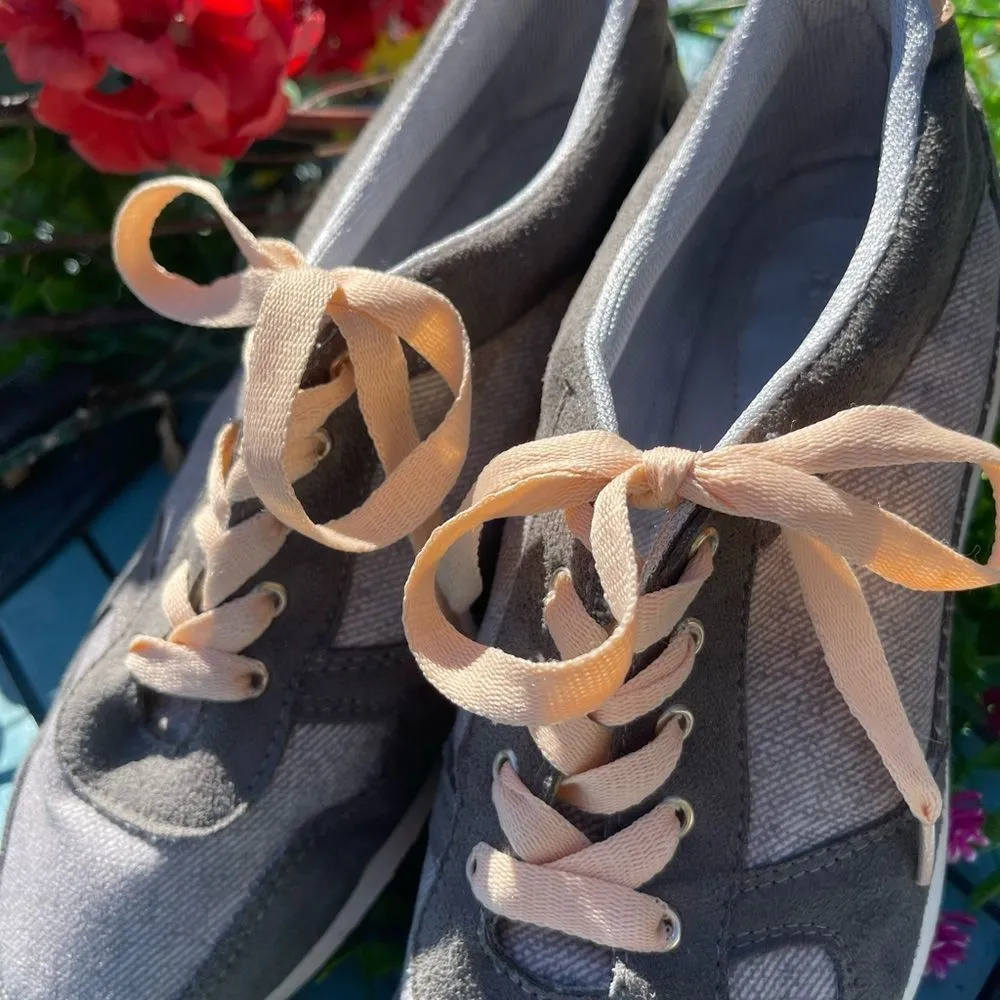 Almendra Grey Tweed Sneaker Peach Laces EU Size 39 US Size 8.5 Gray - Image 8