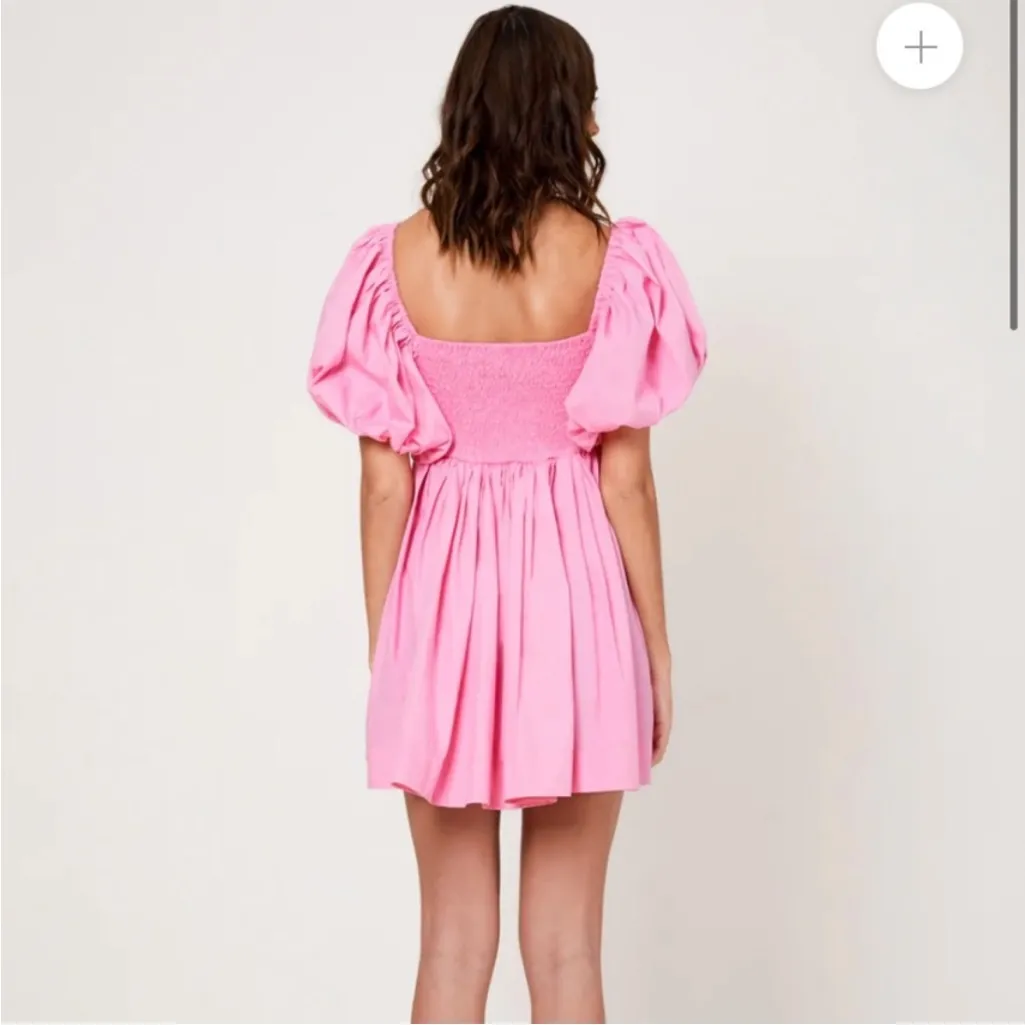 SWF Puff sleeve babydoll dress pink floss sz XS - Image 2