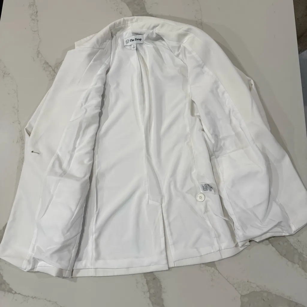 The Drop Blake Long Blazer Jacket Womens Size XS Ivory SingleButton Career Work White - Image 5