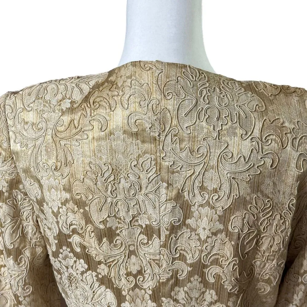 Cache Carmen Marc Valvo Gold Jacquard Jacket Evening Formal Long Sleeve Sz 8 - Image 10
