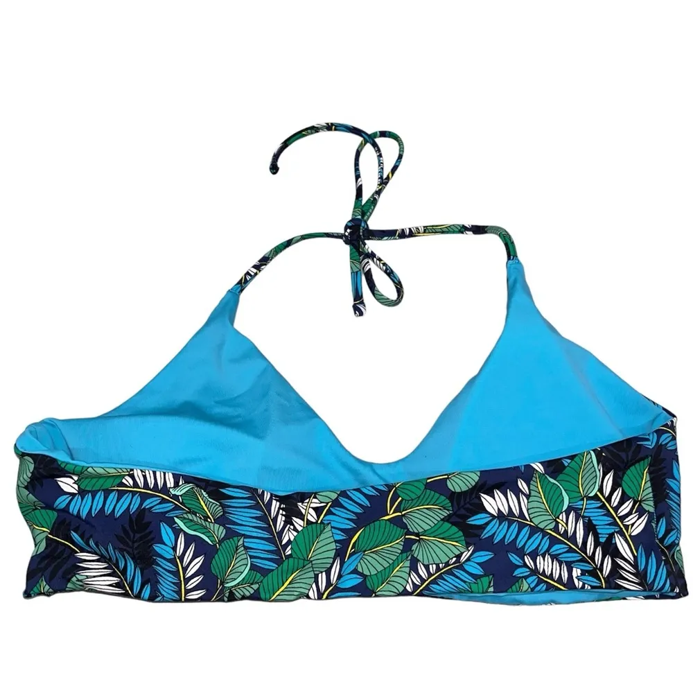Ann Taylor Loft Beach Reversible Beach Palm & Ocean Blue Bikini Top - Image 6