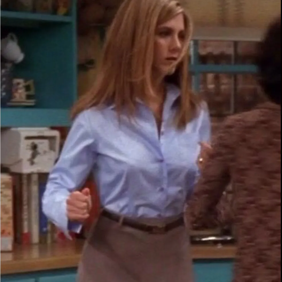 Y2K The Limited Baby Blue Fitted Blouse XS/S Extended Cuff 90s Collar - Image 2